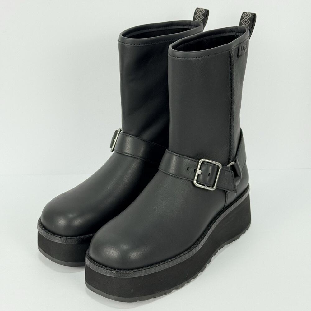 UGG Classic Short Moto Boots Women’s 7 Black Leather New No Box